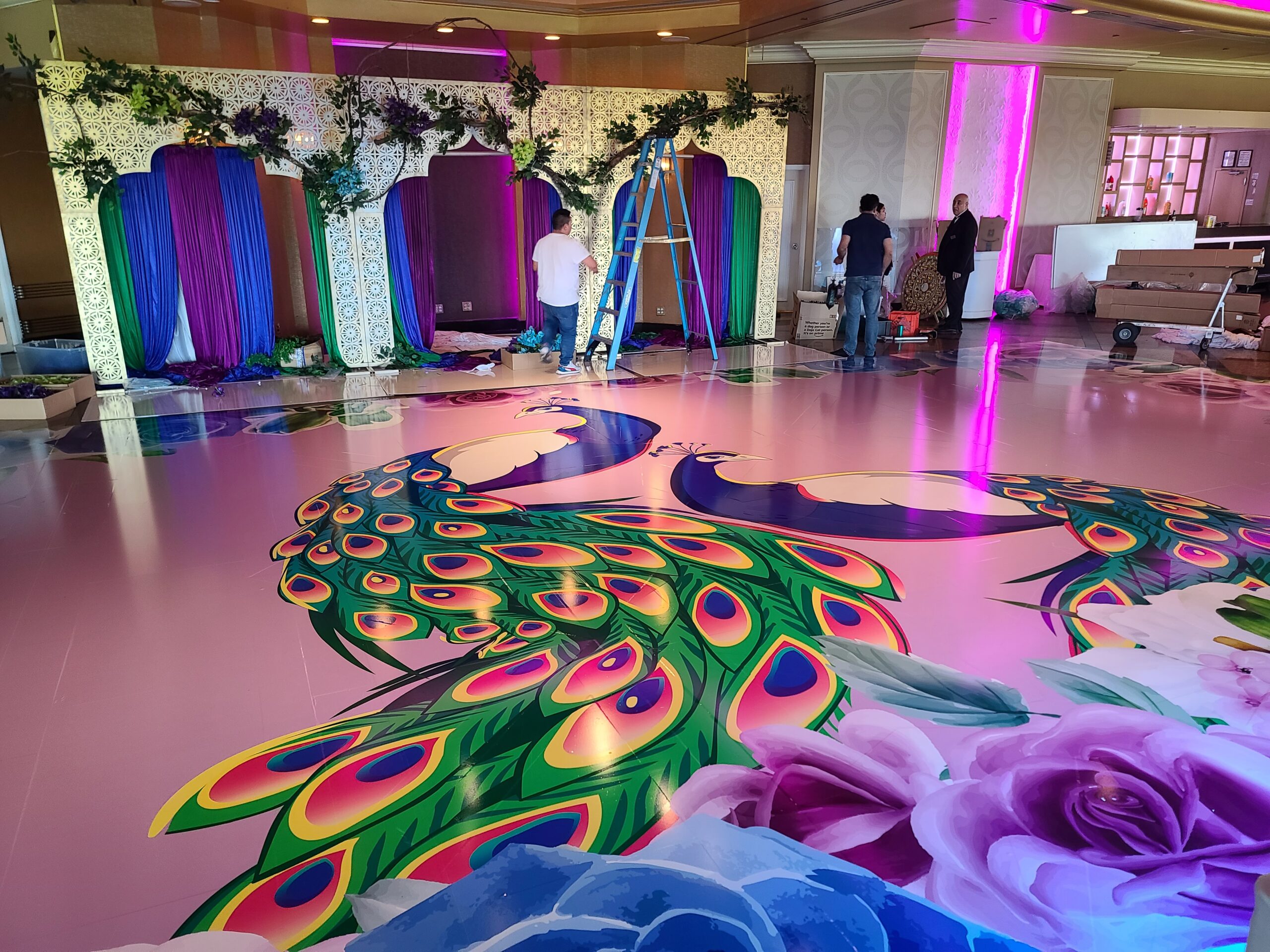 Custom Decal Dance Floor Wrap Backdrops Banners for your Events Step & Repeat Vinyl Graphic Stands