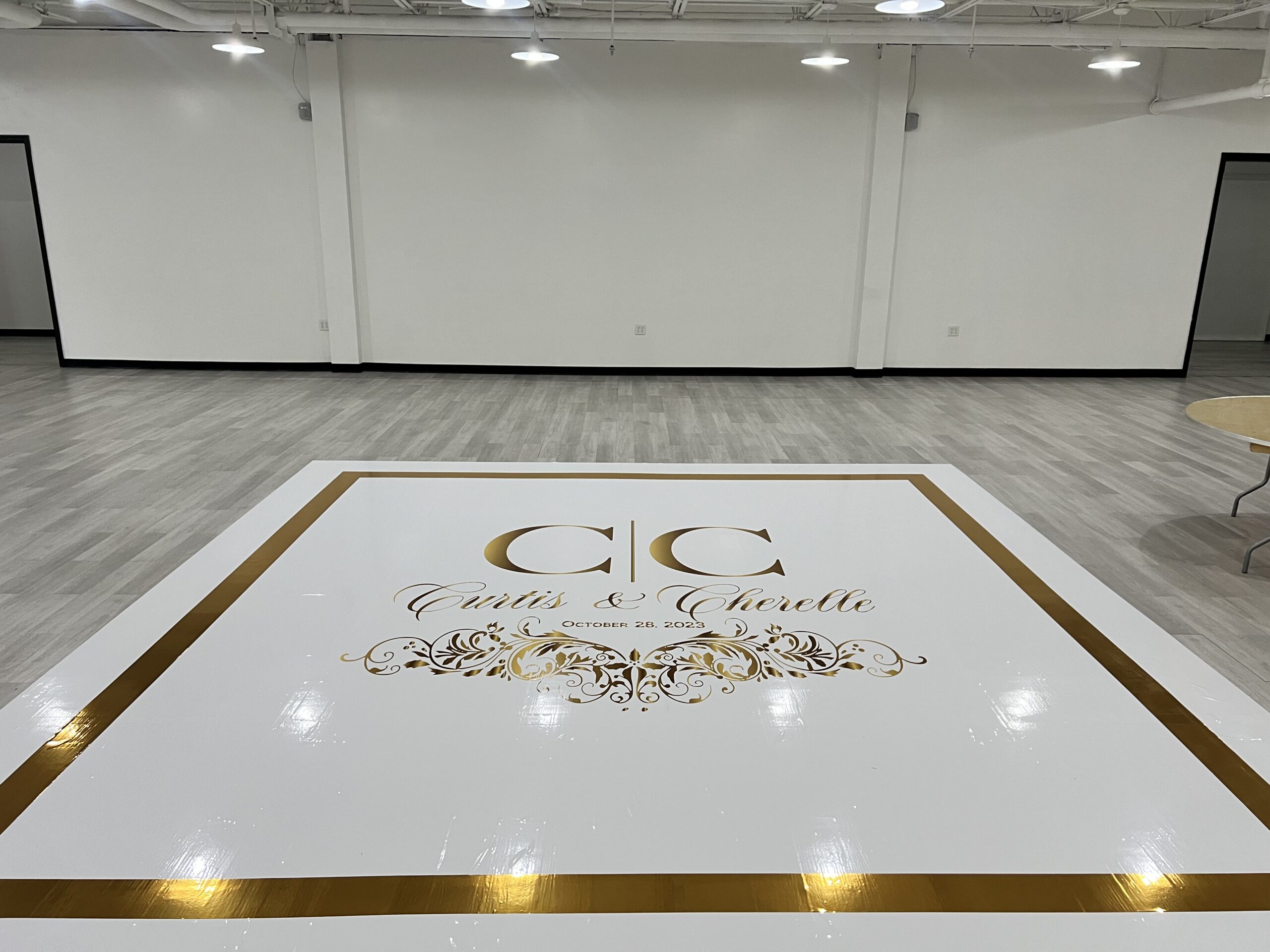 Floor wrap at a corporate event Floor wrap at a corporate event celebration.
