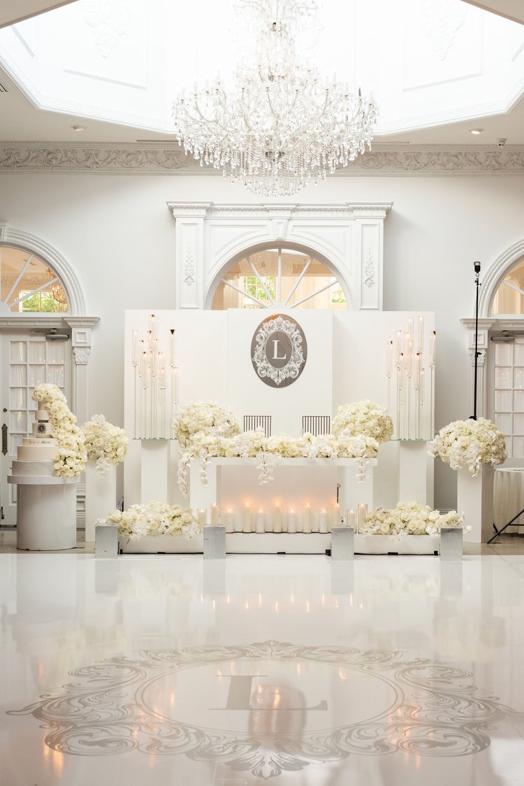 White and Gold Floor Wrap at an Event White and Gold Floor Wrap at an Event